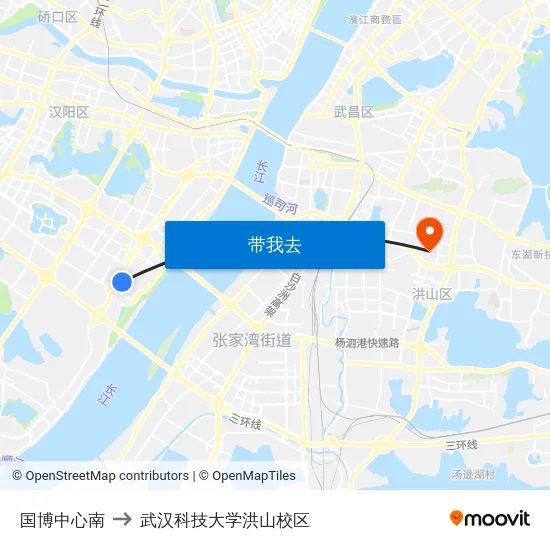 国博中心南 to 武汉科技大学洪山校区 map