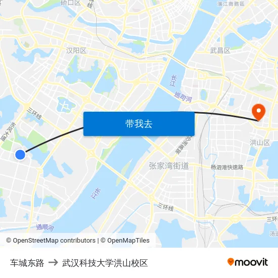 车城东路 to 武汉科技大学洪山校区 map