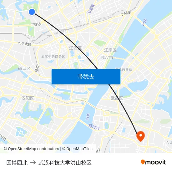 园博园北 to 武汉科技大学洪山校区 map