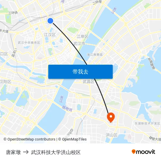 唐家墩 to 武汉科技大学洪山校区 map