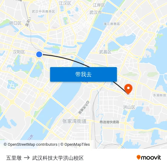 五里墩 to 武汉科技大学洪山校区 map