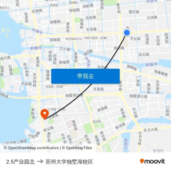 2.5产业园北 to 苏州大学独墅湖校区 map