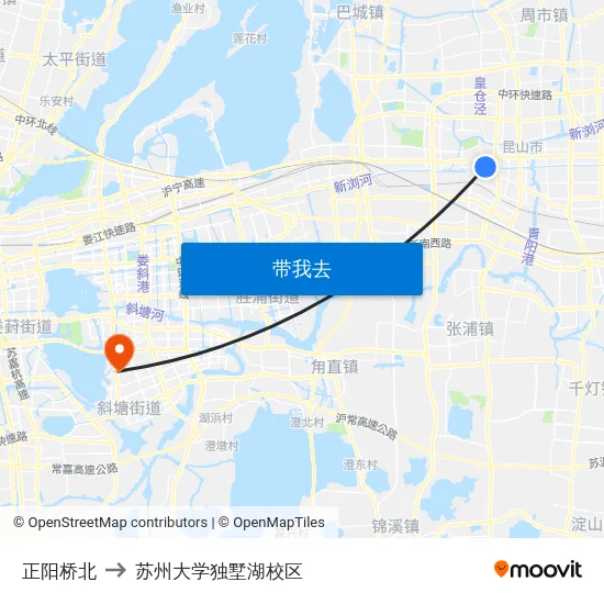 正阳桥北 to 苏州大学独墅湖校区 map
