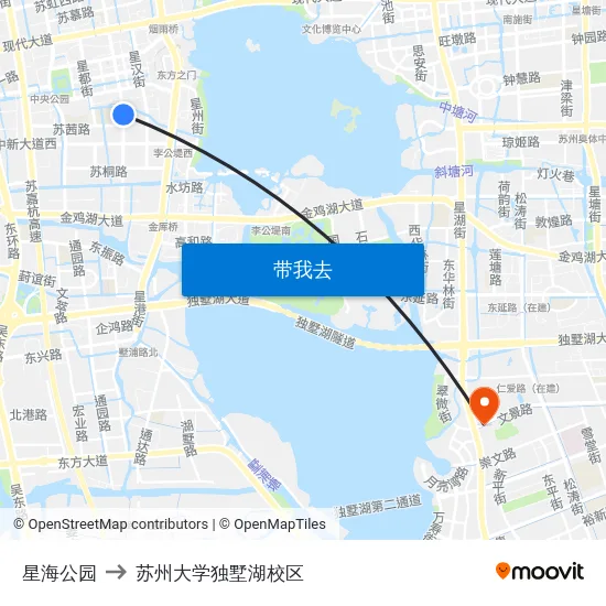 星海公园 to 苏州大学独墅湖校区 map
