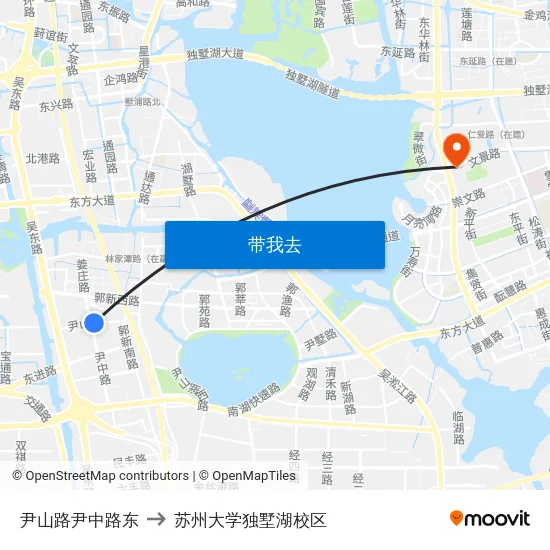 尹山路尹中路东 to 苏州大学独墅湖校区 map
