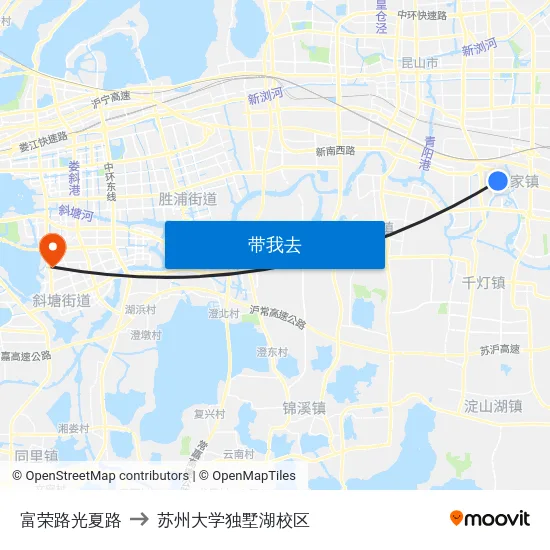 富荣路光夏路 to 苏州大学独墅湖校区 map
