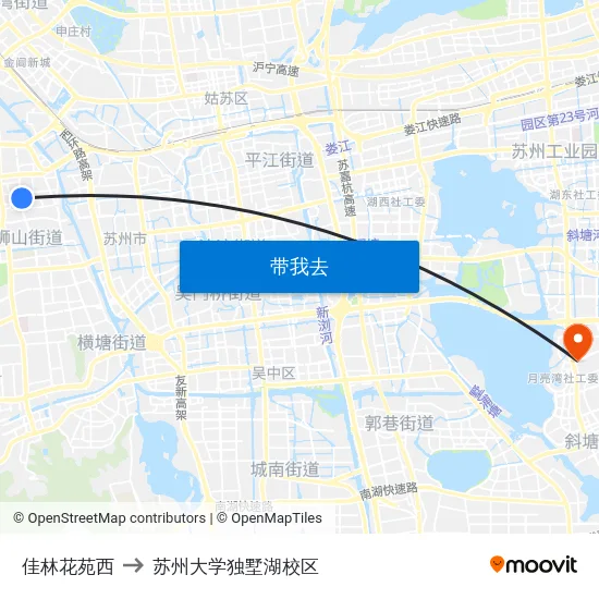 佳林花苑西 to 苏州大学独墅湖校区 map