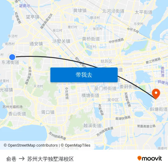 俞巷 to 苏州大学独墅湖校区 map