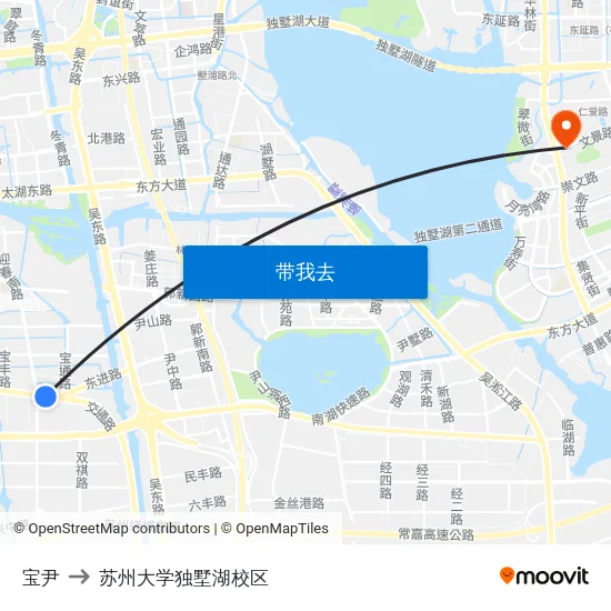 宝尹 to 苏州大学独墅湖校区 map