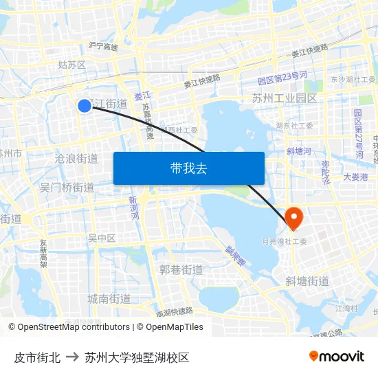 皮市街北 to 苏州大学独墅湖校区 map