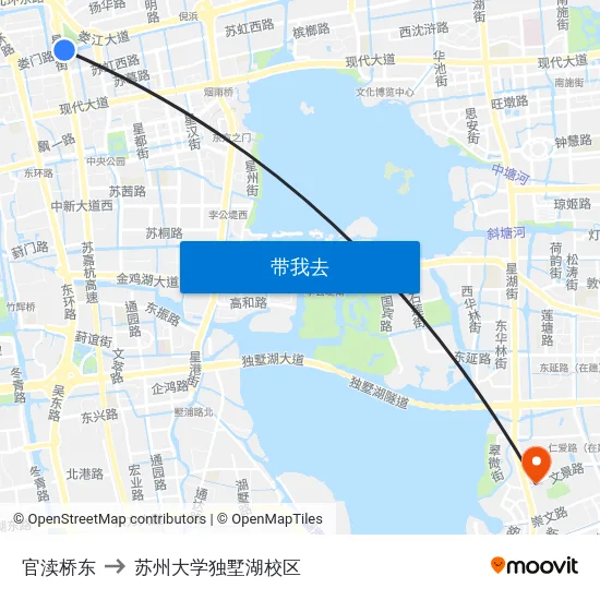 官渎桥东 to 苏州大学独墅湖校区 map