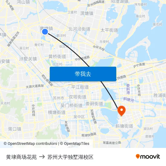 黄埭商场花苑 to 苏州大学独墅湖校区 map