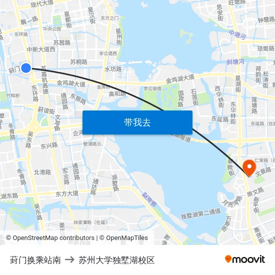葑门换乘站南 to 苏州大学独墅湖校区 map