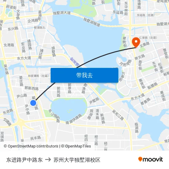 东进路尹中路东 to 苏州大学独墅湖校区 map