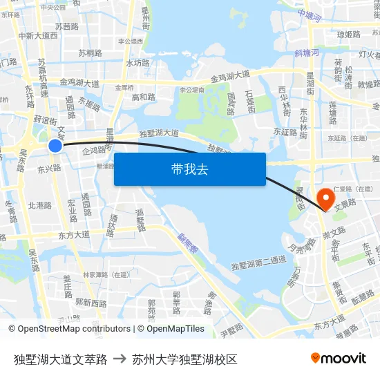 独墅湖大道文萃路 to 苏州大学独墅湖校区 map