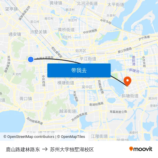 鹿山路建林路东 to 苏州大学独墅湖校区 map