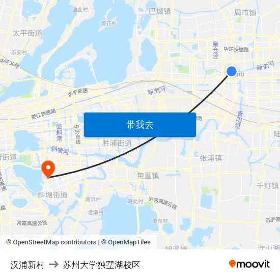 汉浦新村 to 苏州大学独墅湖校区 map