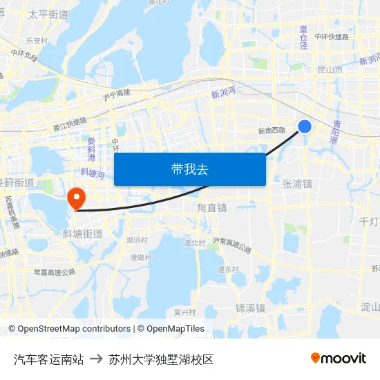 汽车客运南站 to 苏州大学独墅湖校区 map