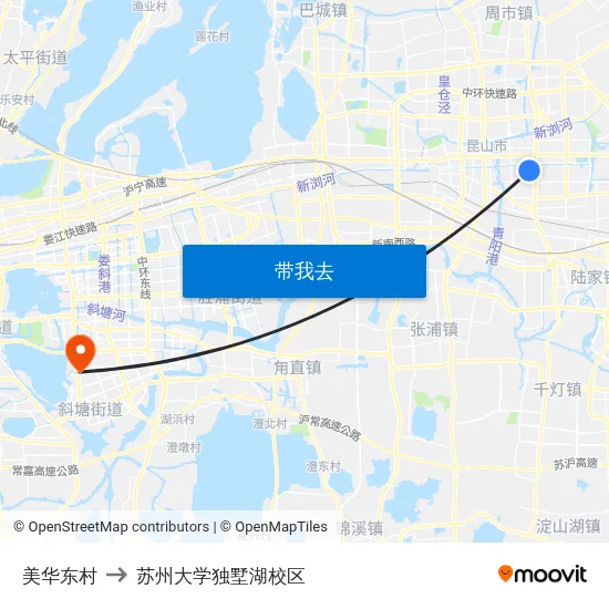 美华东村 to 苏州大学独墅湖校区 map