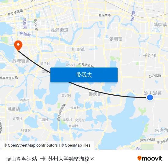 淀山湖客运站 to 苏州大学独墅湖校区 map