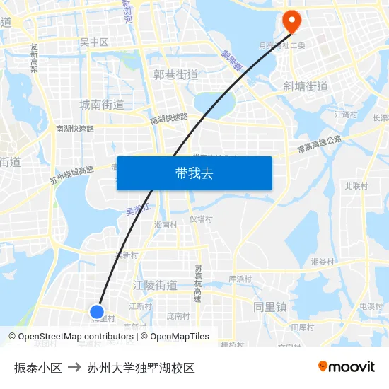振泰小区 to 苏州大学独墅湖校区 map