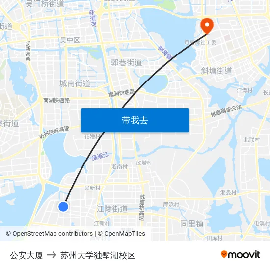 公安大厦 to 苏州大学独墅湖校区 map