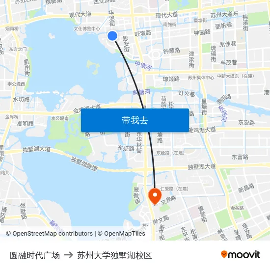 圆融时代广场 to 苏州大学独墅湖校区 map