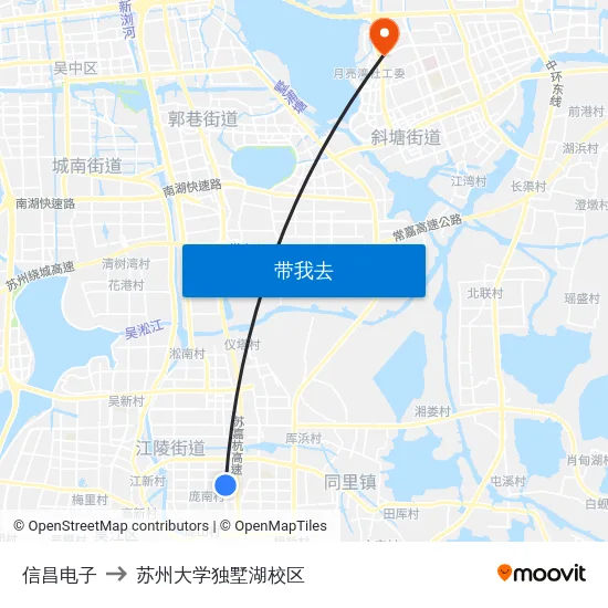 信昌电子 to 苏州大学独墅湖校区 map
