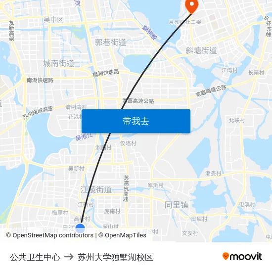 公共卫生中心 to 苏州大学独墅湖校区 map