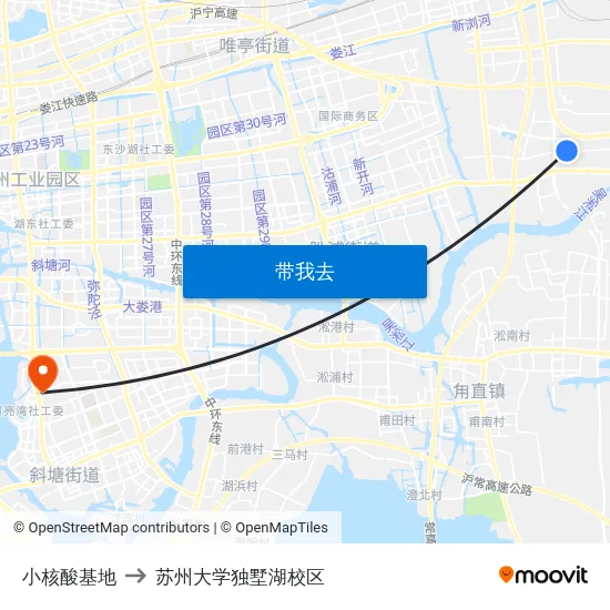 小核酸基地 to 苏州大学独墅湖校区 map