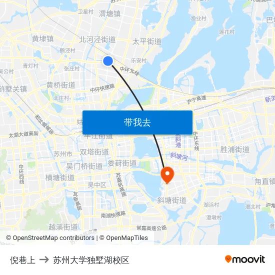 倪巷上 to 苏州大学独墅湖校区 map