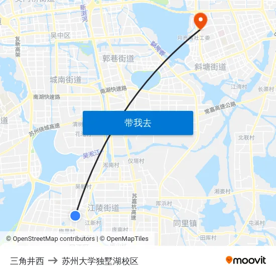三角井西 to 苏州大学独墅湖校区 map