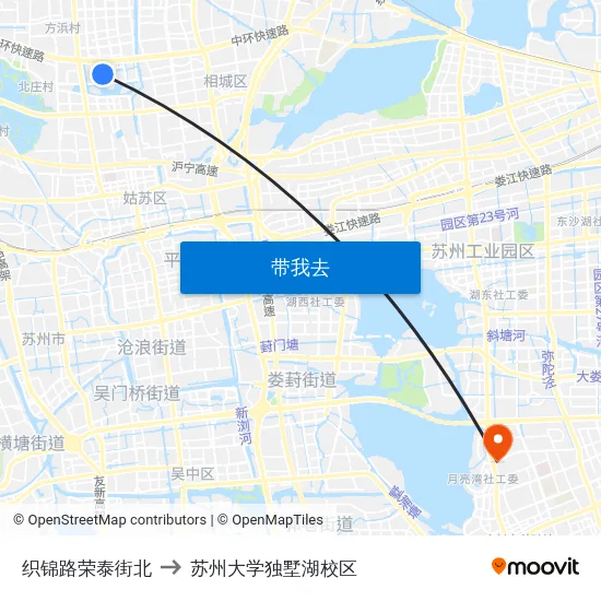 织锦路荣泰街北 to 苏州大学独墅湖校区 map