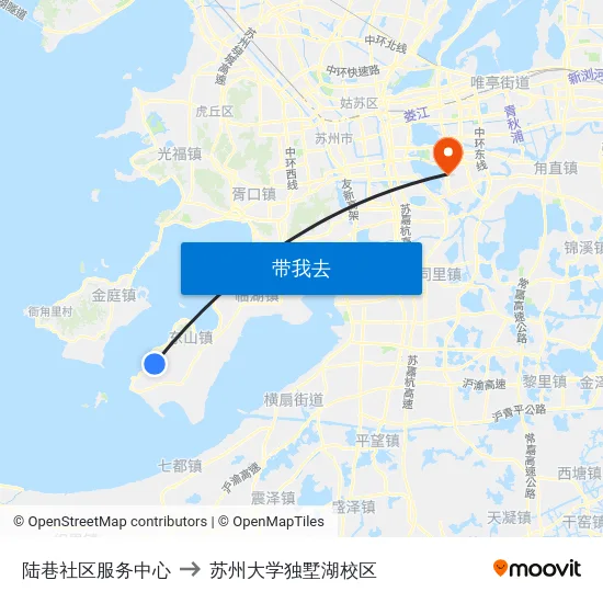 陆巷社区服务中心 to 苏州大学独墅湖校区 map