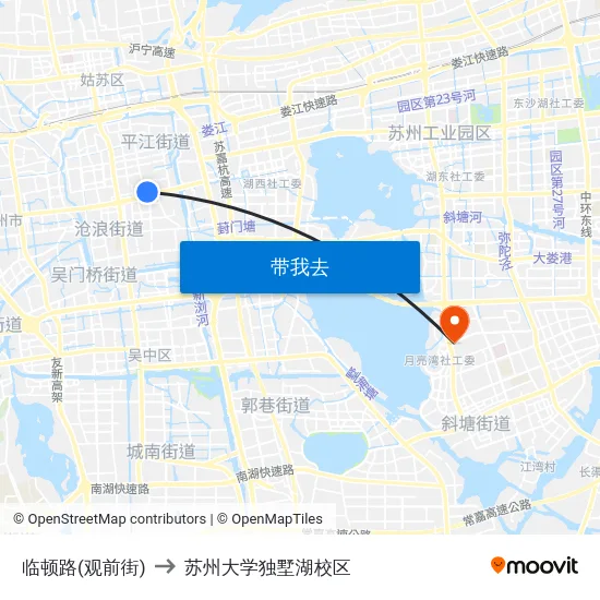 临顿路(观前街) to 苏州大学独墅湖校区 map
