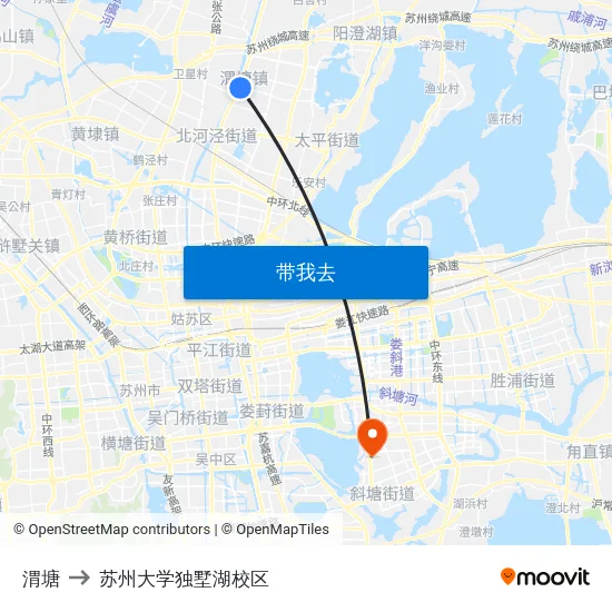 渭塘 to 苏州大学独墅湖校区 map