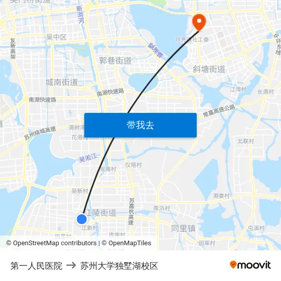 第一人民医院 to 苏州大学独墅湖校区 map
