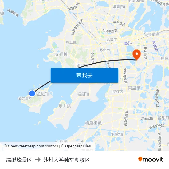缥缈峰景区 to 苏州大学独墅湖校区 map