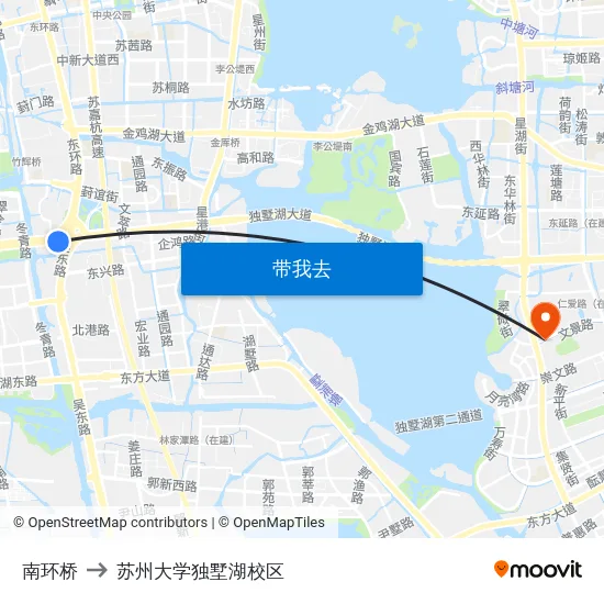 南环桥 to 苏州大学独墅湖校区 map
