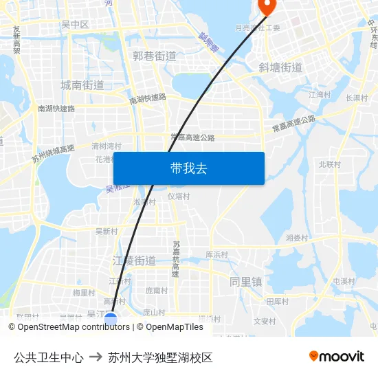 公共卫生中心 to 苏州大学独墅湖校区 map