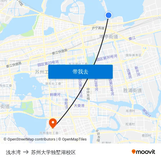 浅水湾 to 苏州大学独墅湖校区 map
