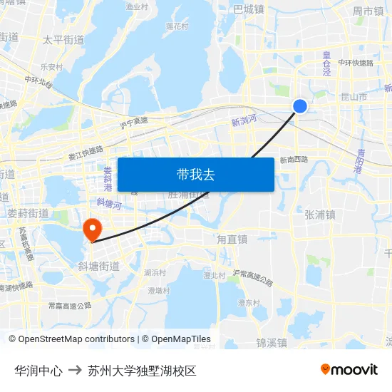华润中心 to 苏州大学独墅湖校区 map