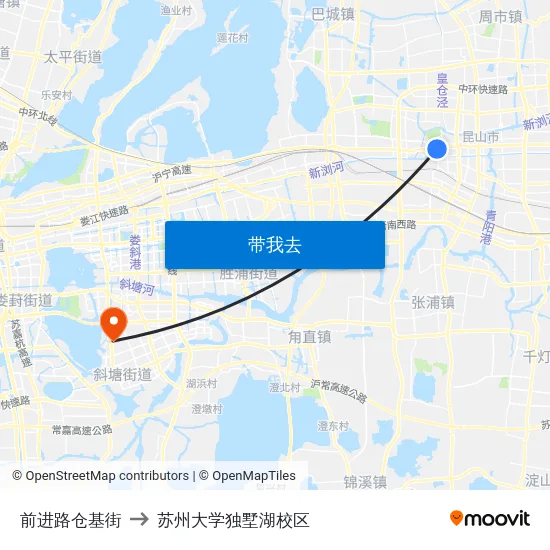 前进路仓基街 to 苏州大学独墅湖校区 map