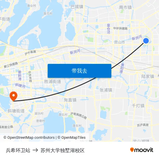 兵希环卫站 to 苏州大学独墅湖校区 map