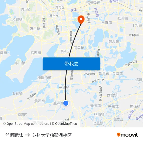 丝绸商城 to 苏州大学独墅湖校区 map