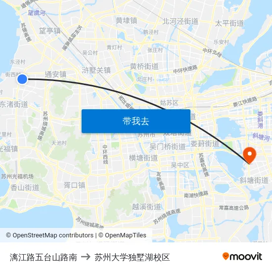 漓江路五台山路南 to 苏州大学独墅湖校区 map
