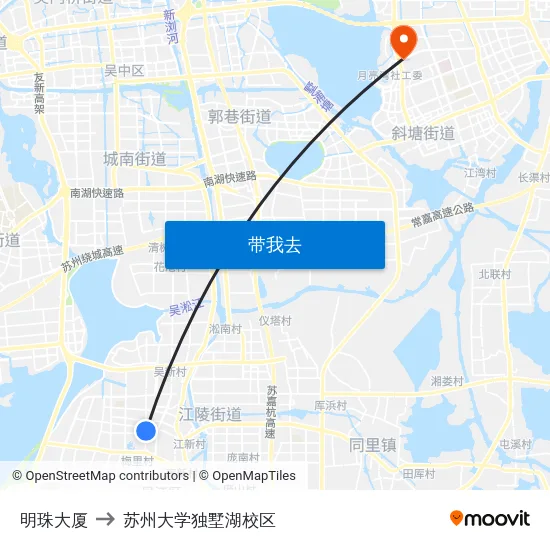 明珠大厦 to 苏州大学独墅湖校区 map