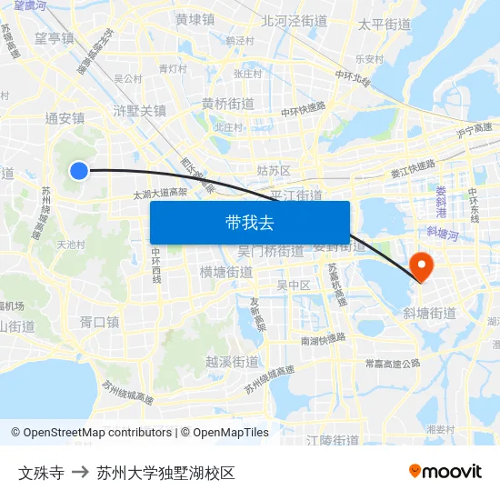 文殊寺 to 苏州大学独墅湖校区 map