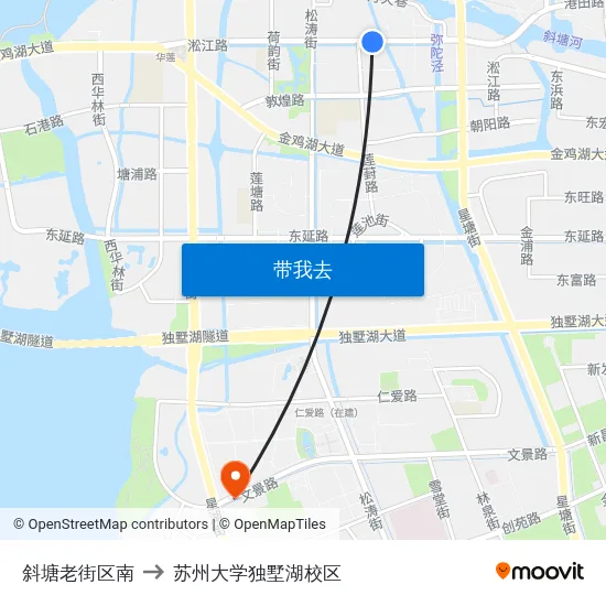 斜塘老街区南 to 苏州大学独墅湖校区 map