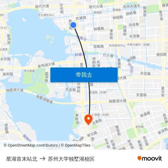 星湖首末站北 to 苏州大学独墅湖校区 map